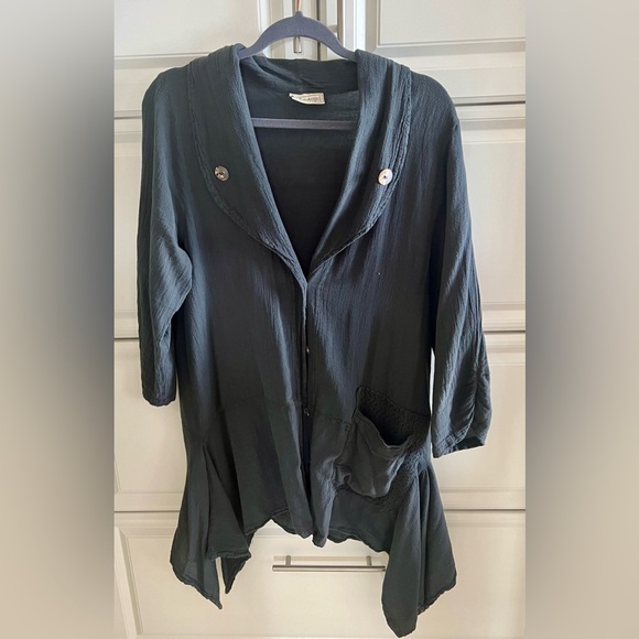 Cottonways Jackets & Blazers - Cottonways cotton gauze pewter grey jacket size 2 large extra large